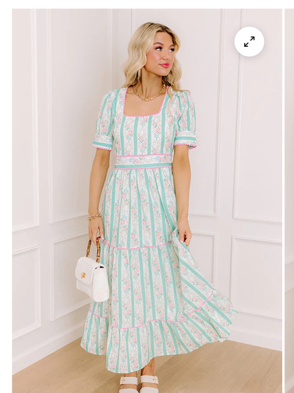 NWT TCEC TEA PARTY READY STRIPE
MIDI DRESS in Ocean-Wave
